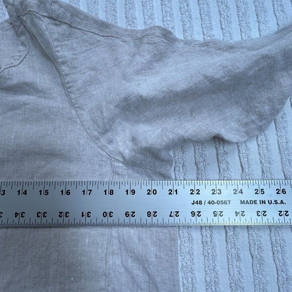 Tancredi & Morgen Women's 3/4 Sleeves Shirt Dress Linen IVORY Large/XL Side Slit - Picture 5 of 7